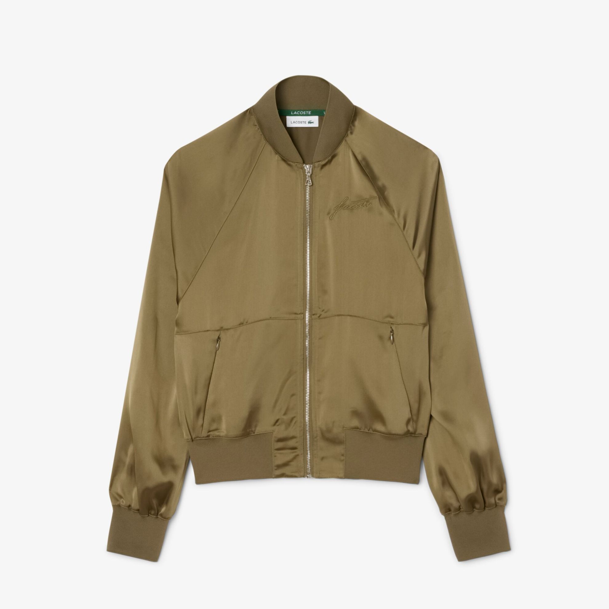 Εικόνα της Γυναικείο Oversized Embroidered Signature Σατέν Bomber Jacket