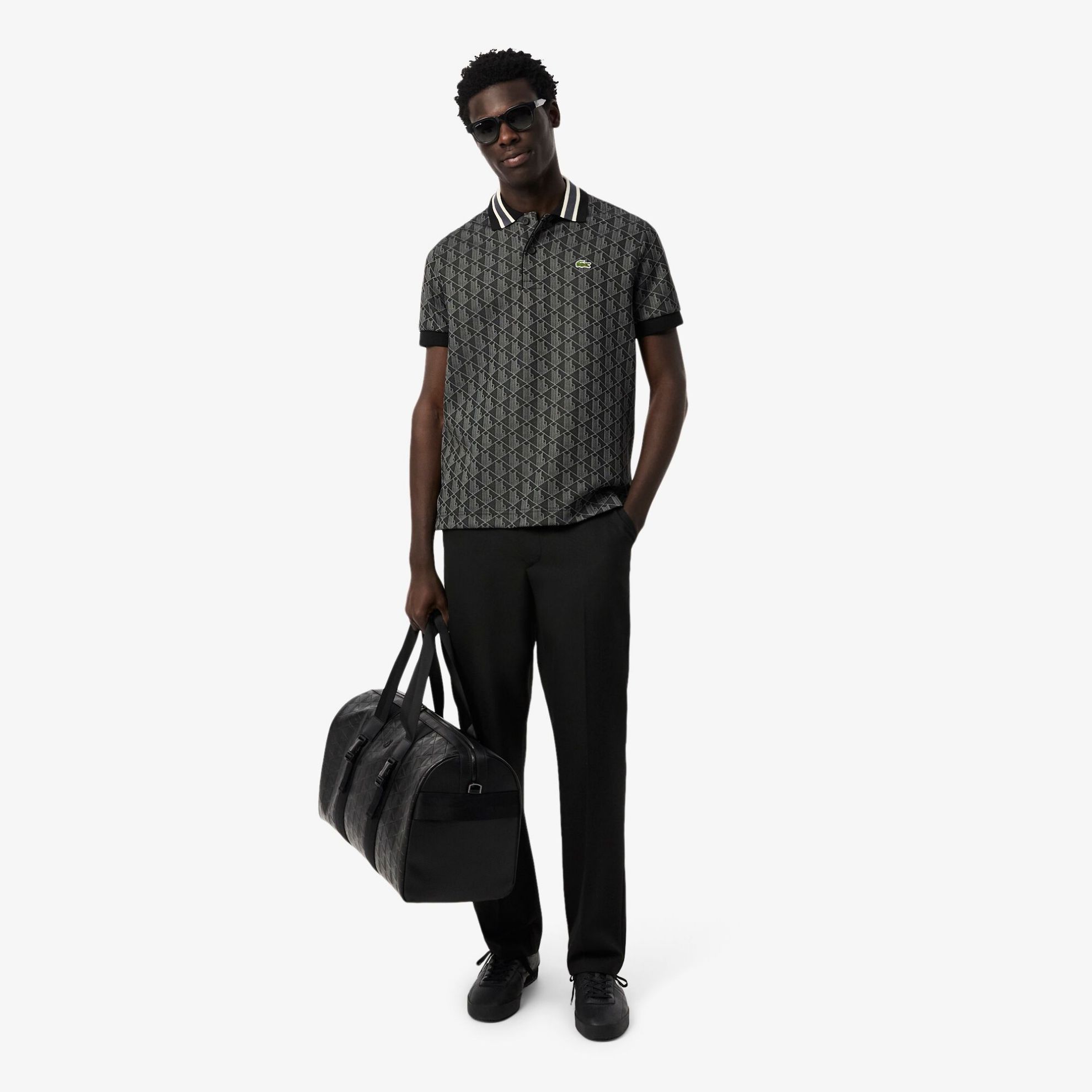 Εικόνα της Ανδρική Contrast Collar Monogram Motif Polo Μπλούζα Classic Fit