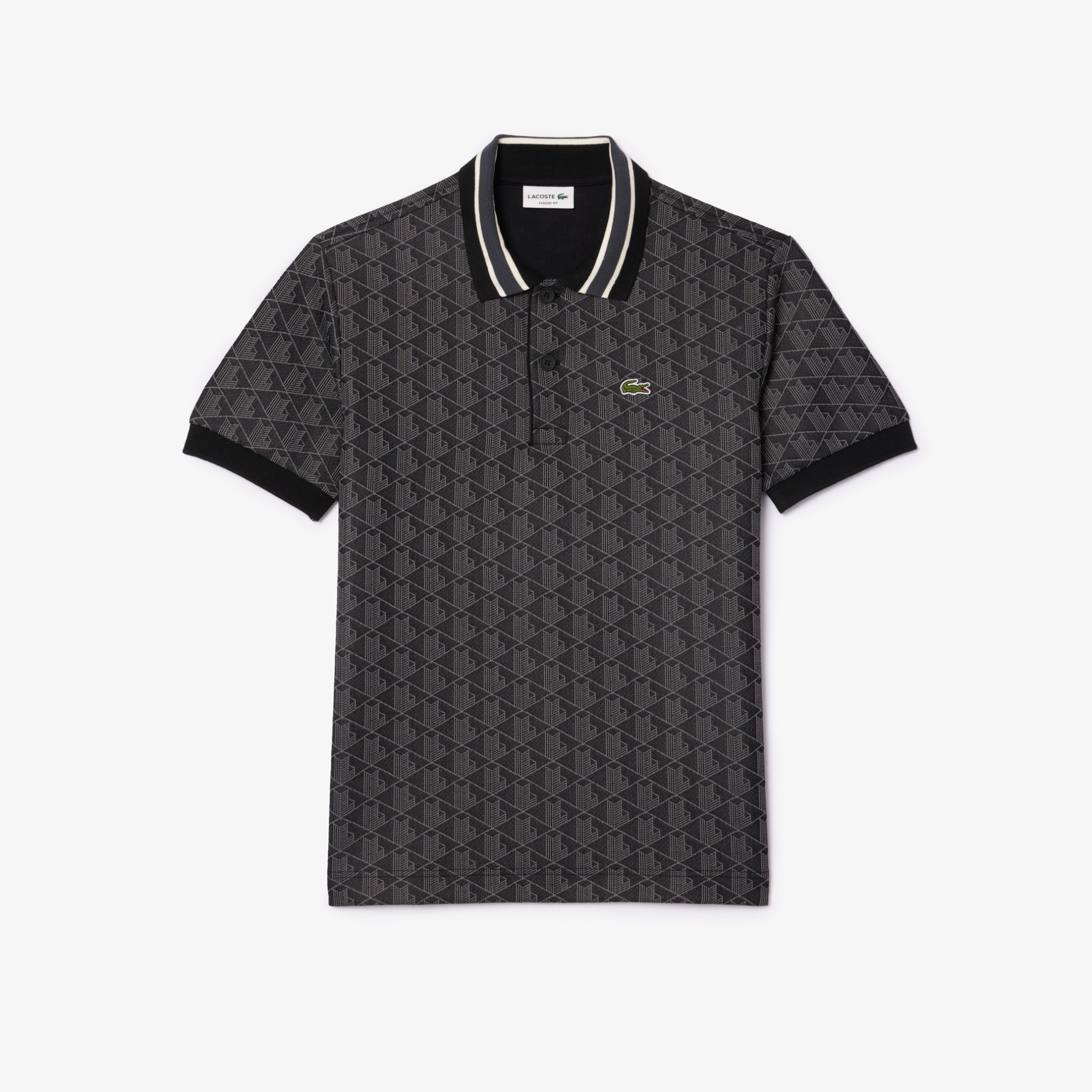 Εικόνα της Ανδρική Contrast Collar Monogram Motif Polo Μπλούζα Classic Fit