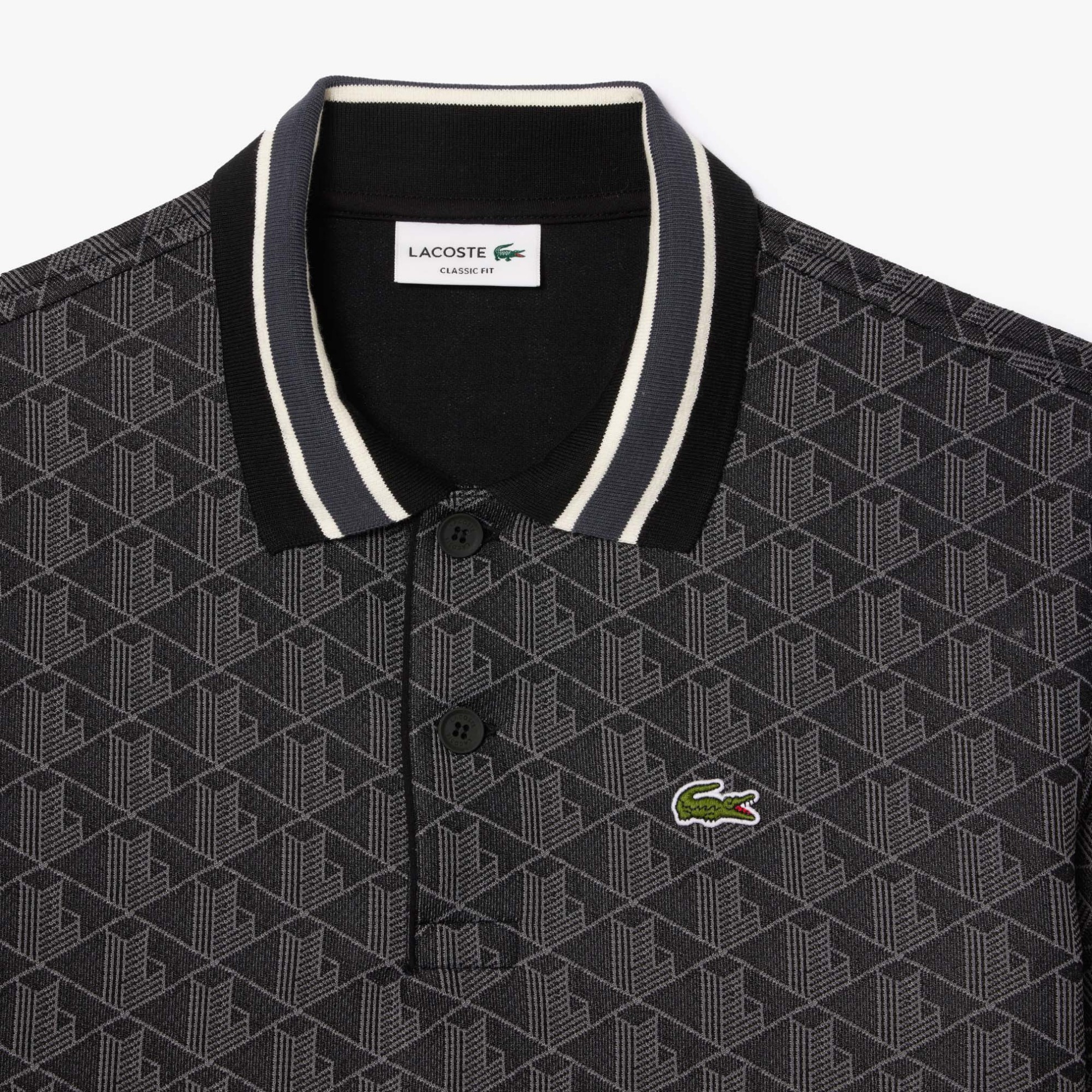 Εικόνα της Ανδρική Contrast Collar Monogram Motif Polo Μπλούζα Classic Fit