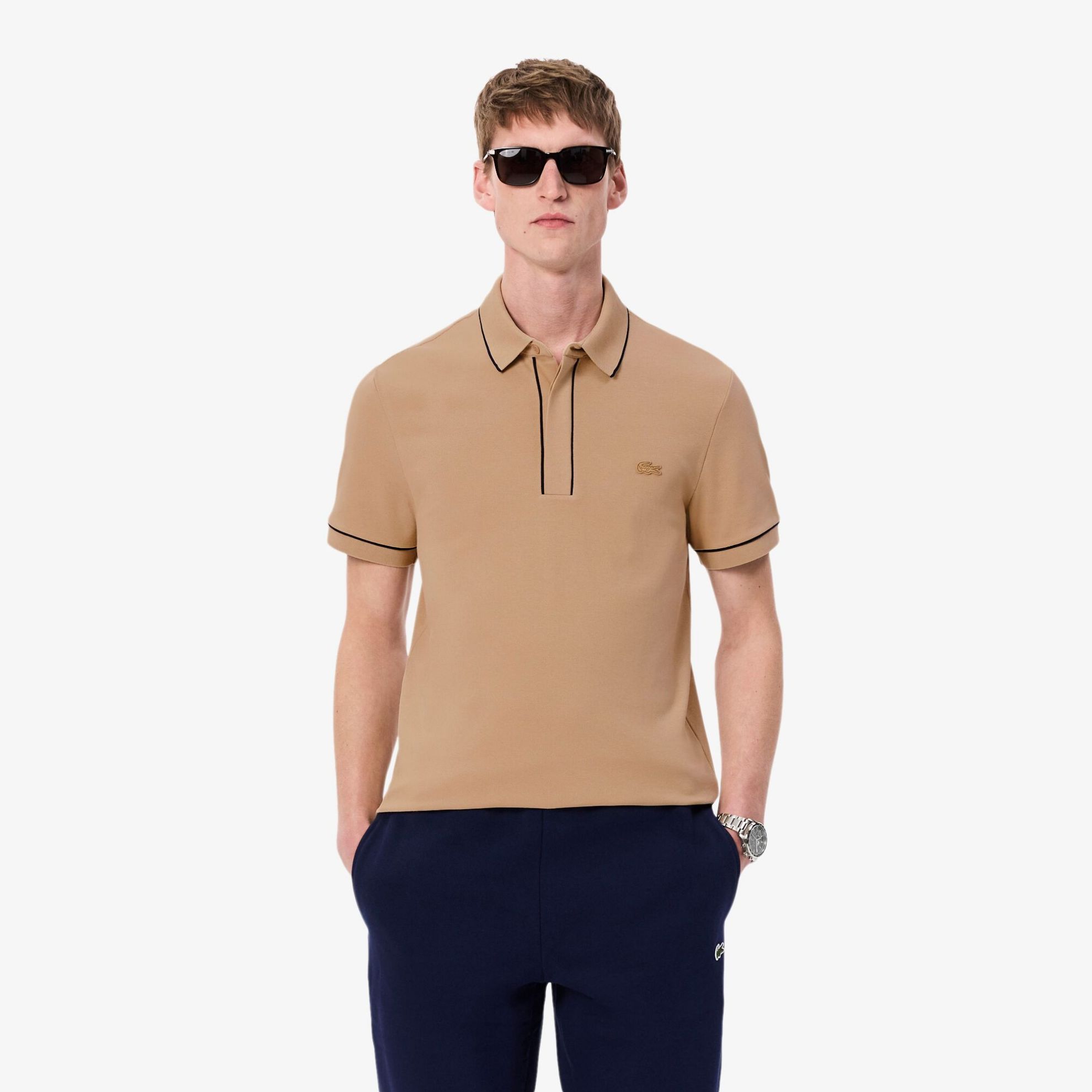 Εικόνα της Smart Paris Stretch Cotton Contrast Trim Polo Μπλούζα