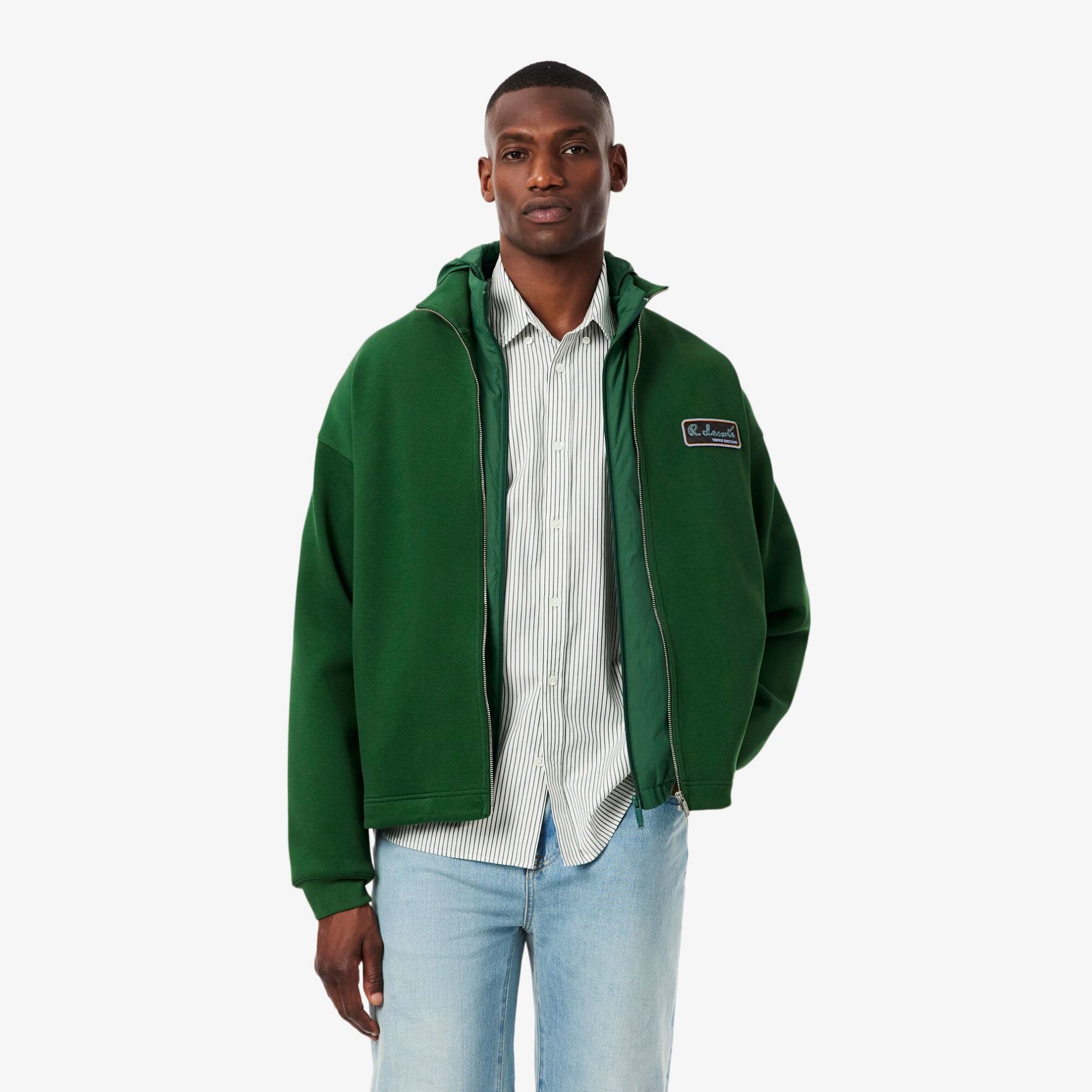 Εικόνα της Ανδρικό Lacoste Loose Fit Signature Badge Φούτερ με Φερμουάρ