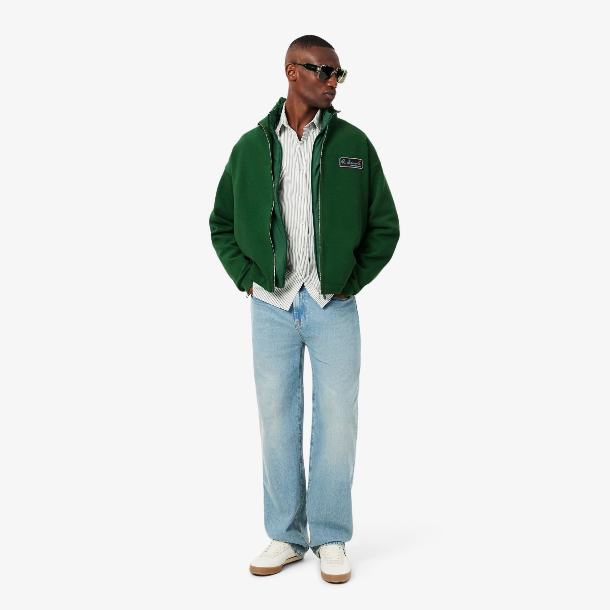 Εικόνα της Ανδρικό Lacoste Loose Fit Signature Badge Φούτερ με Φερμουάρ