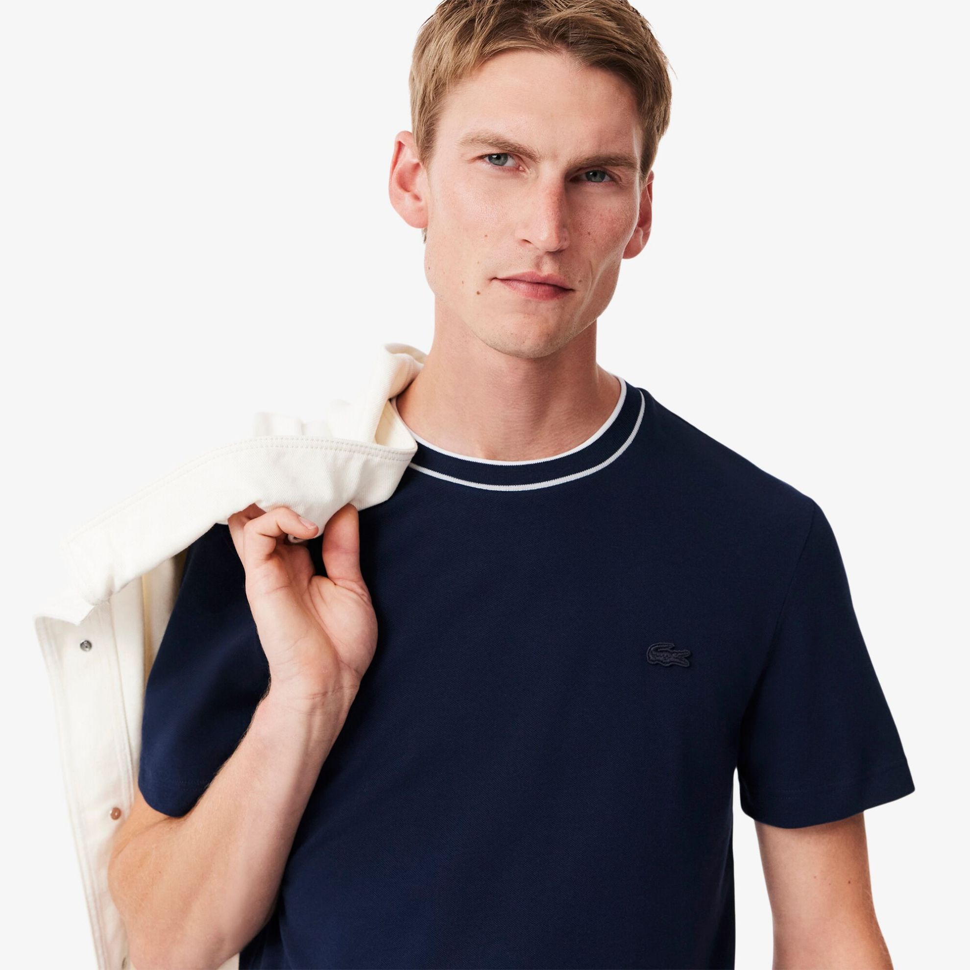 Εικόνα της Ανδρικό Stretch Piqué Stripe Collar T-Shirt