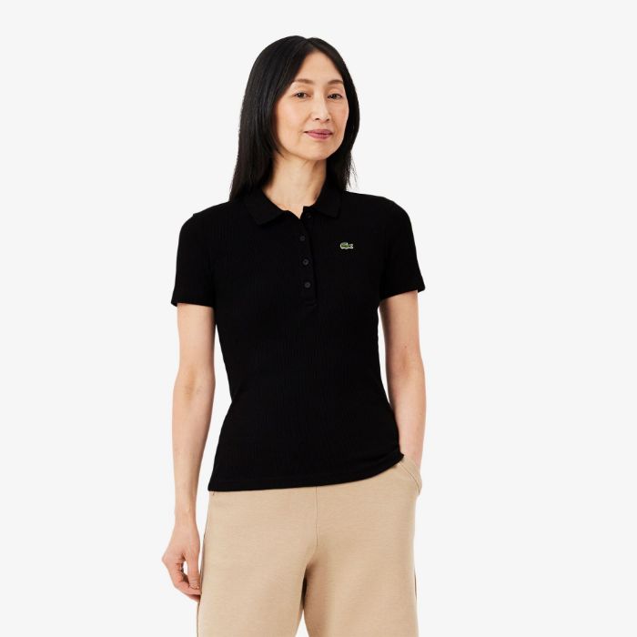 Εικόνα της Γυναικεία L.12.D Ribbed Cotton Polo Μπλούζα Slim Fit