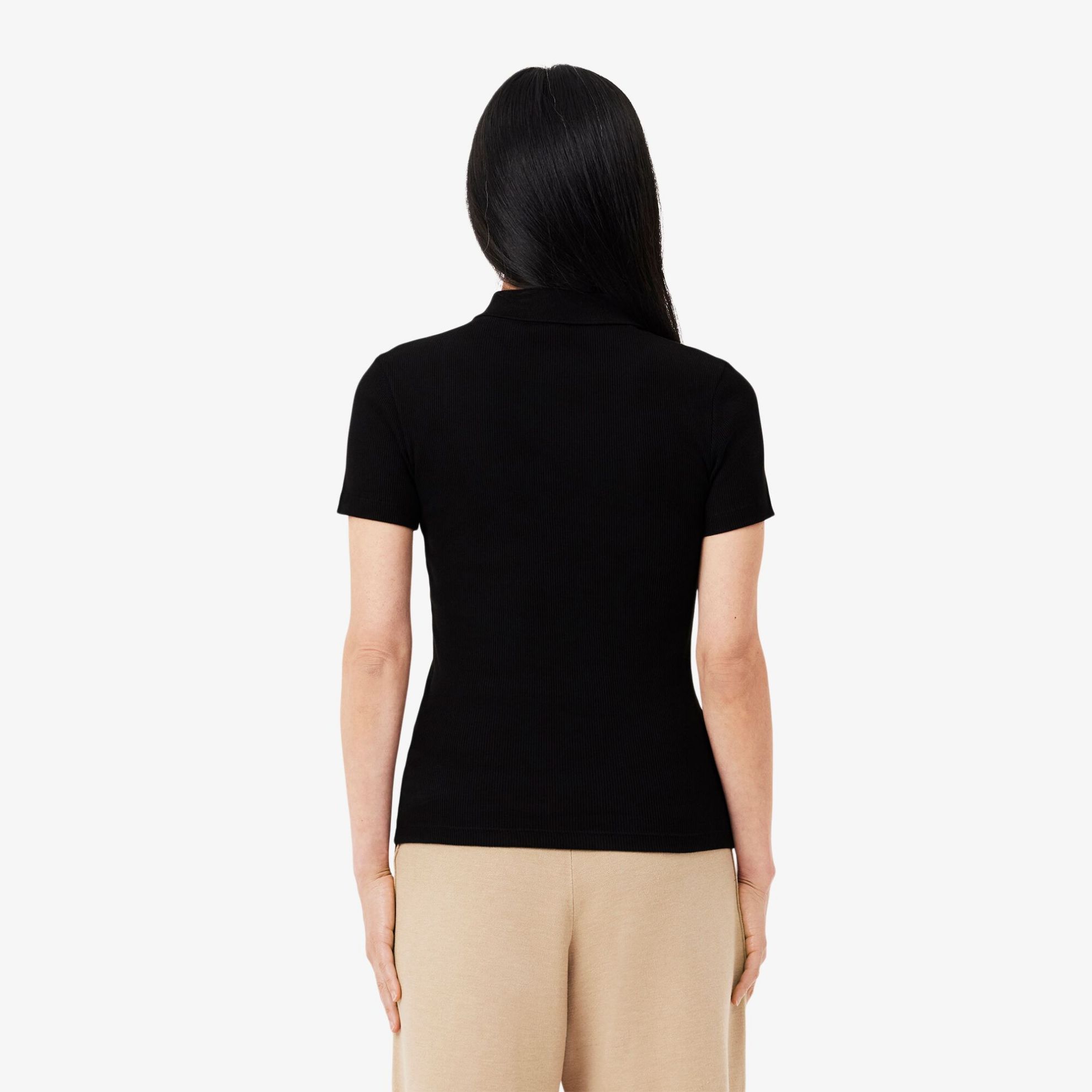 Εικόνα της Γυναικεία L.12.D Ribbed Cotton Polo Μπλούζα Slim Fit