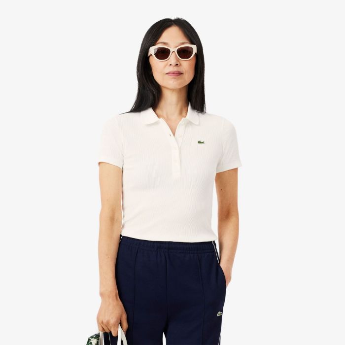 Εικόνα της Γυναικεία L.12.D Ribbed Cotton Polo Μπλούζα Slim Fit