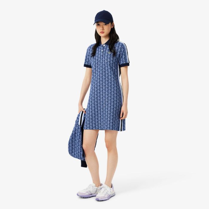 Εικόνα της Γυναικείο Monogram Jacquard Polo Φόρεμα Slim Fit