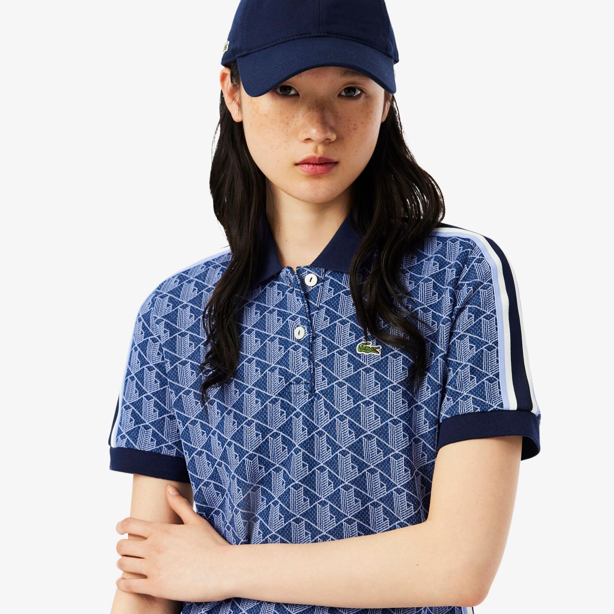 Εικόνα της Γυναικείο Monogram Jacquard Polo Φόρεμα Slim Fit