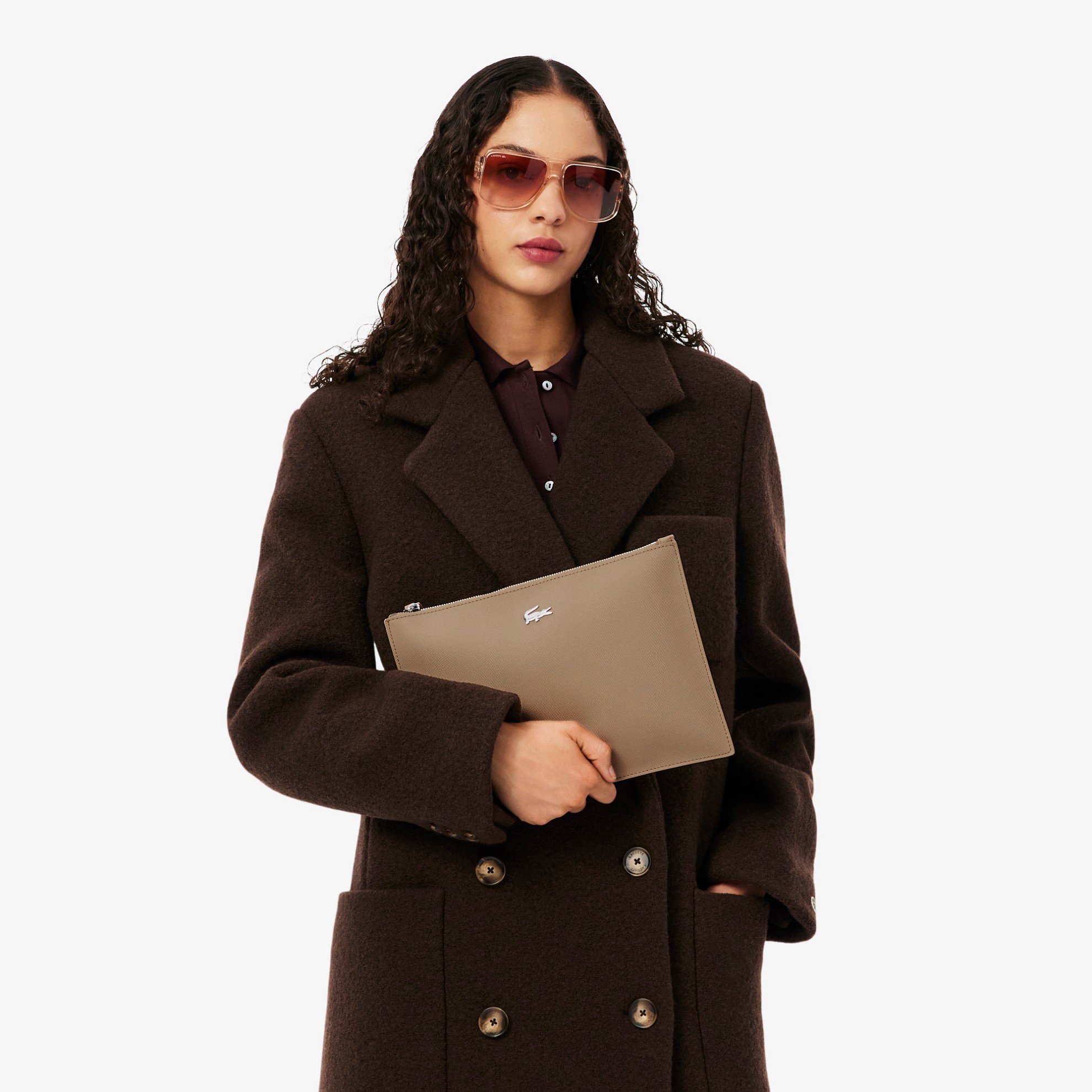 Εικόνα της Unisex Anna Coated Piqué Canvas Clutch με Φερμουάρ