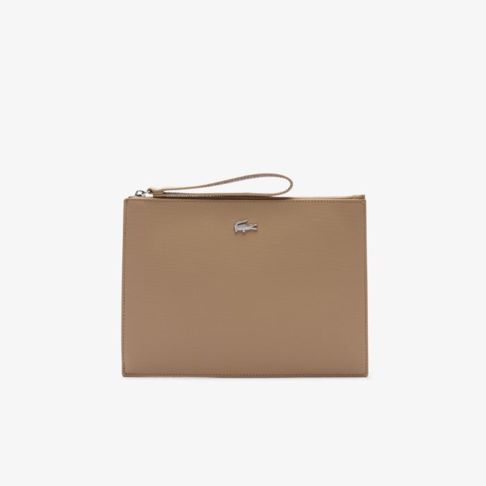 Εικόνα της Unisex Anna Coated Piqué Canvas Clutch με Φερμουάρ