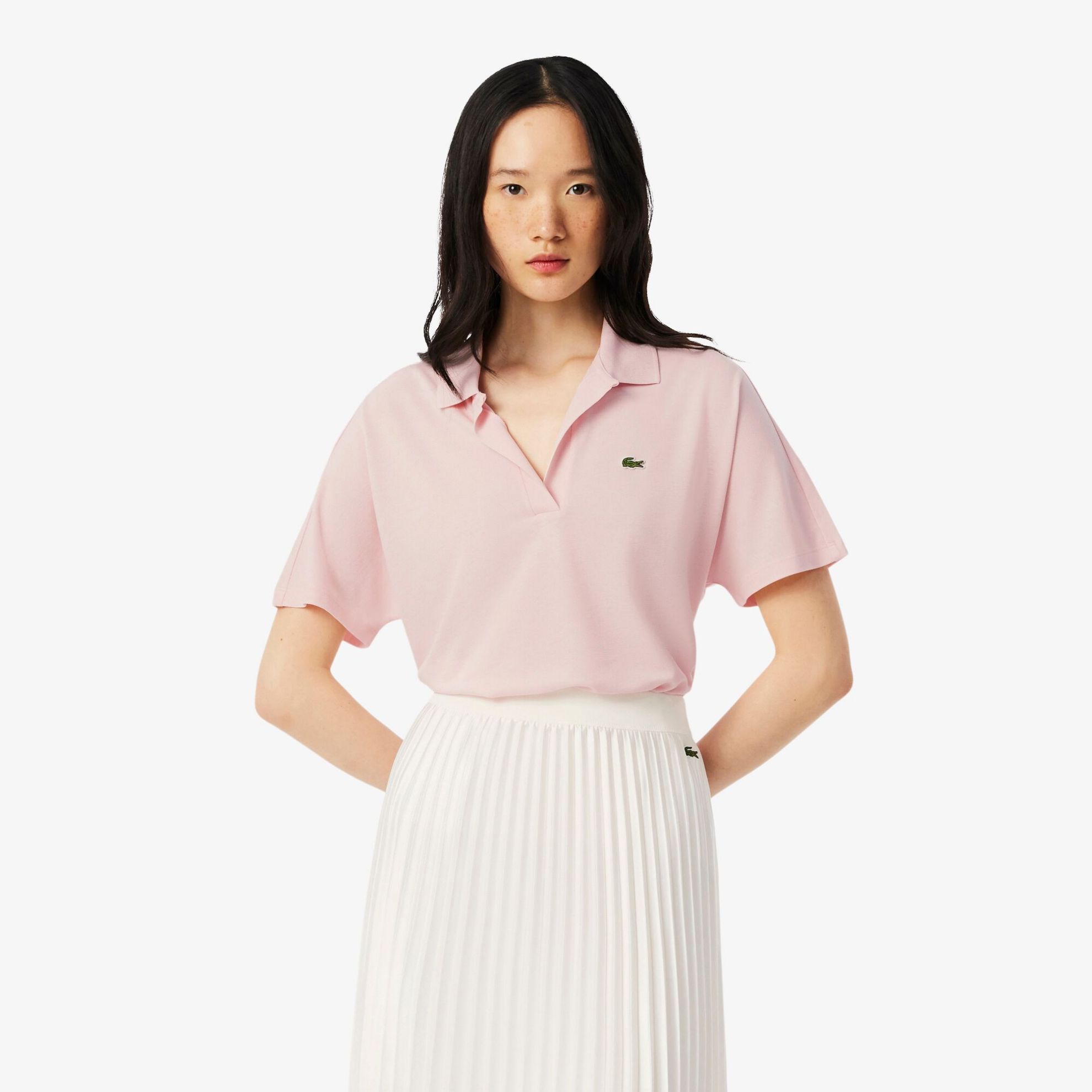 Εικόνα της Γυναικεία Fluid Piqué Polo Μπλούζα Relaxed Fit