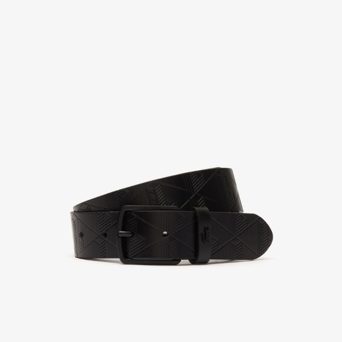 Εικόνα της Ανδρική Textured Monogram Δερμάτινη Ζώνη