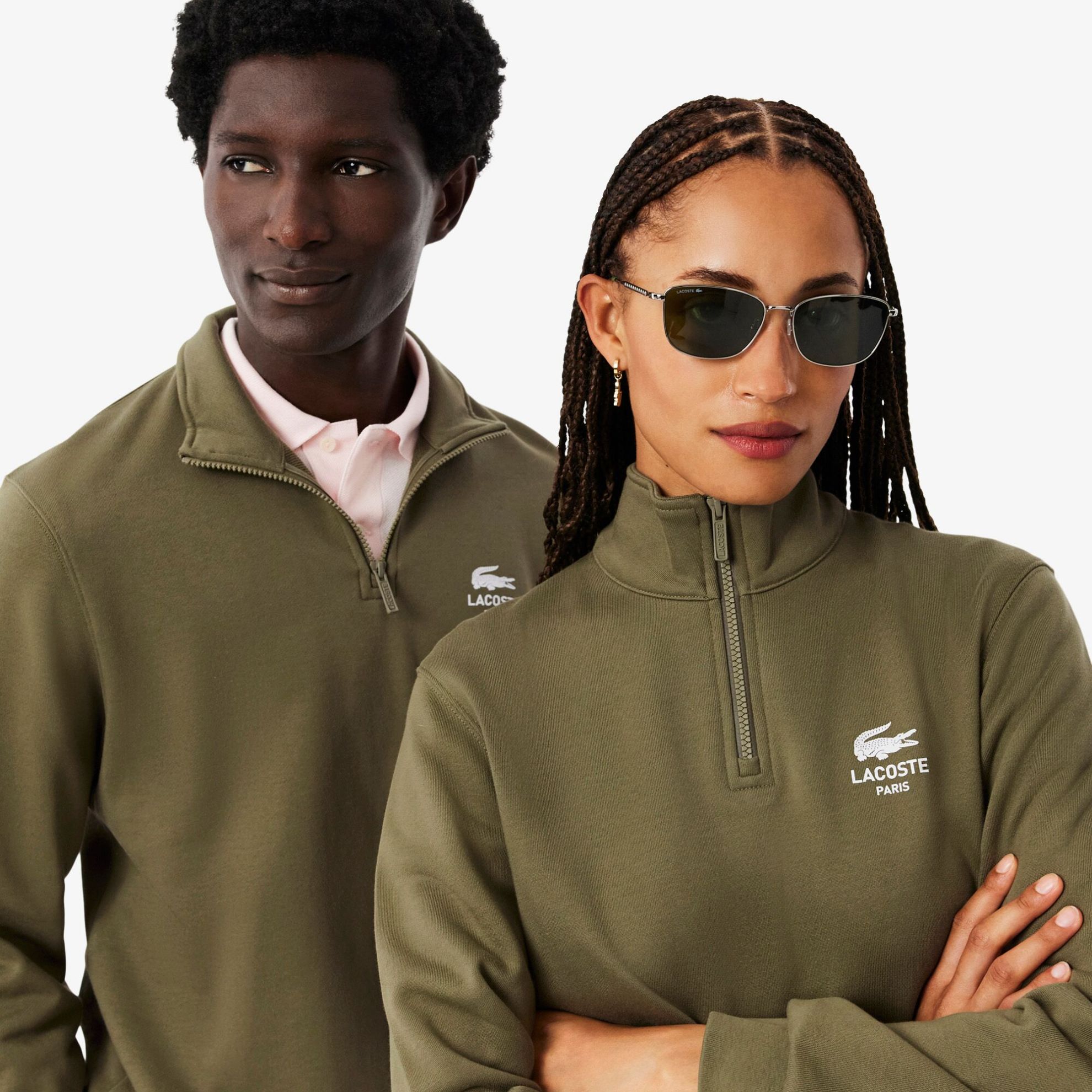 Εικόνα της Unisex High Neck Zip-Up Print Φούτερ