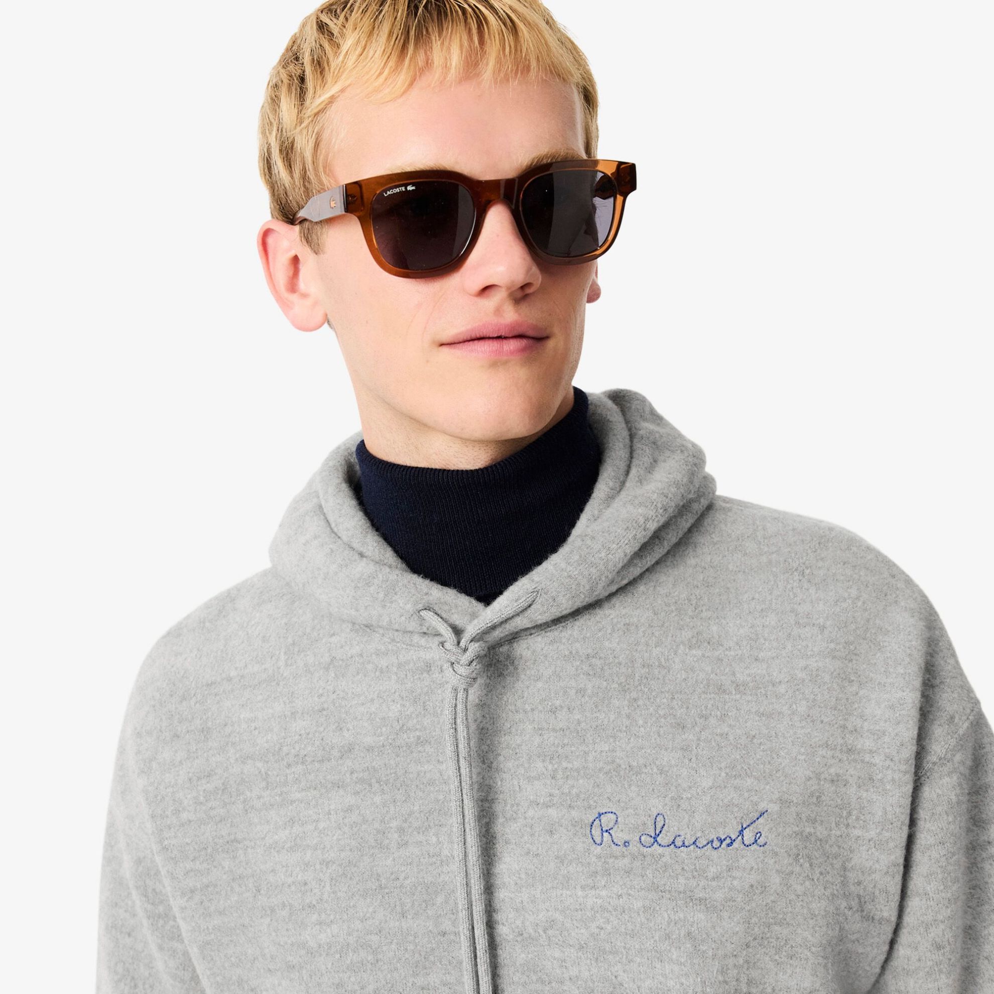 Εικόνα της Ανδρικό Lacoste Embroidered Signature Φούτερ με Κουκούλα